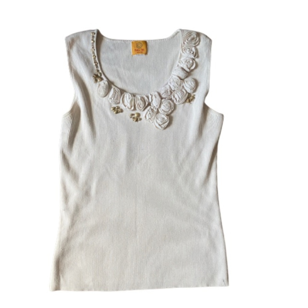 RUBY RD. WOMAN Cream Tank Top Size S/ Armpit to Armpit 17in